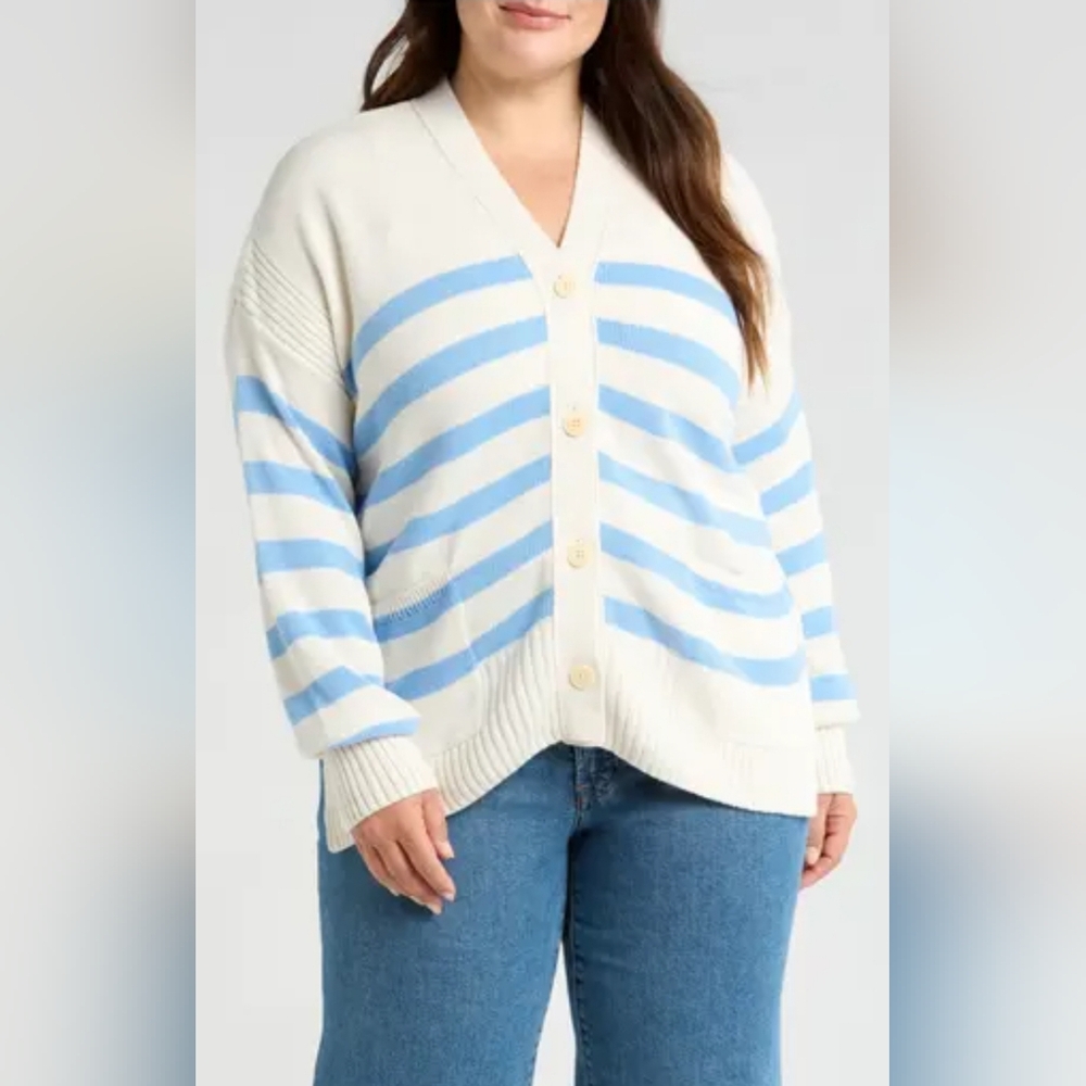 Madewell Stripe Sharon V-Neck Emmett Cardigan